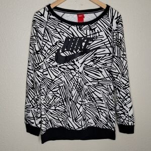 Nike Rally BF Sweatshirt Black White Abstract Women's size Small 726039-010